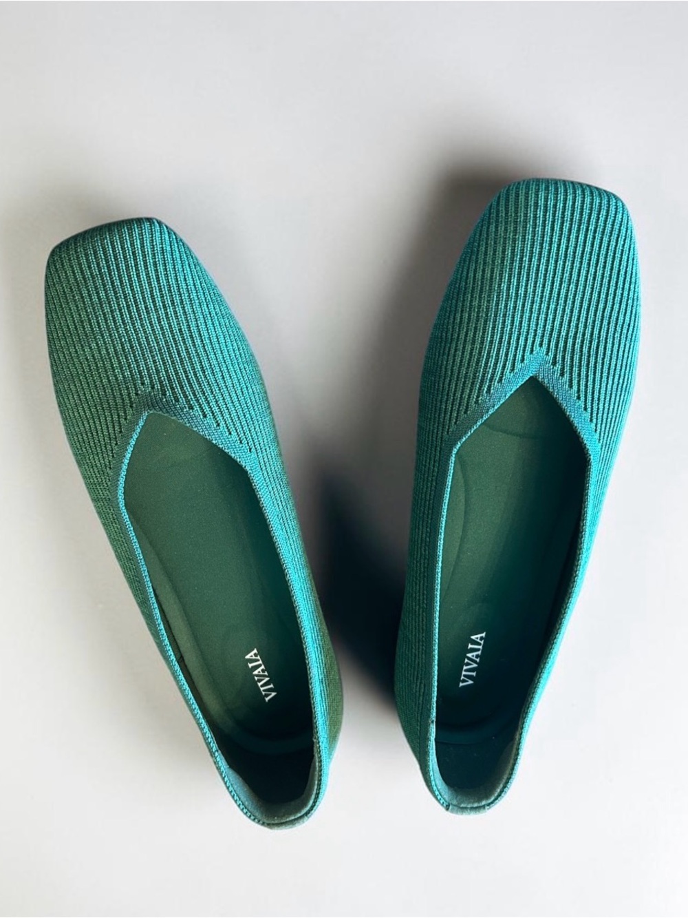 VIVAIA Green Knit Square Toe Flats Size 41 Washable Comfort Shoes | NWOT